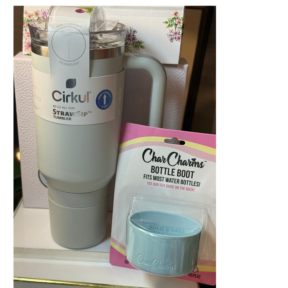 Cirkul 40 oz All-Day StrawSip Stainless Steel Tumbler - FOG  & Bottle Boot - NEW